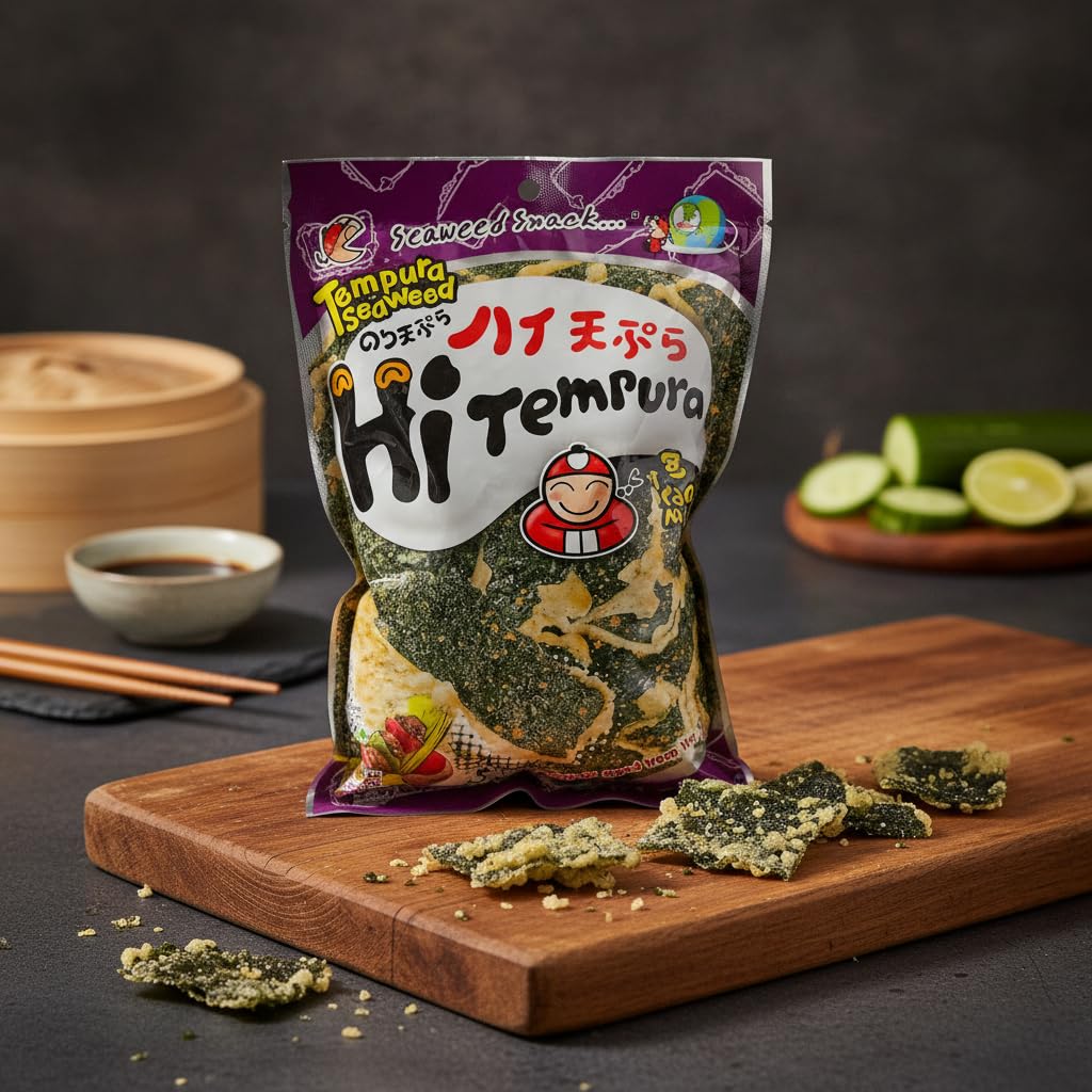 Algas Nori en Tempura Sabor Barbacoa Ahumada 40g c/u - Snack Crujiente de Algas Marinas Estilo Tailandés - Aperitivo Gourmet para Picoteo y Acompañamiento de Fideos o Ramen - NEXU