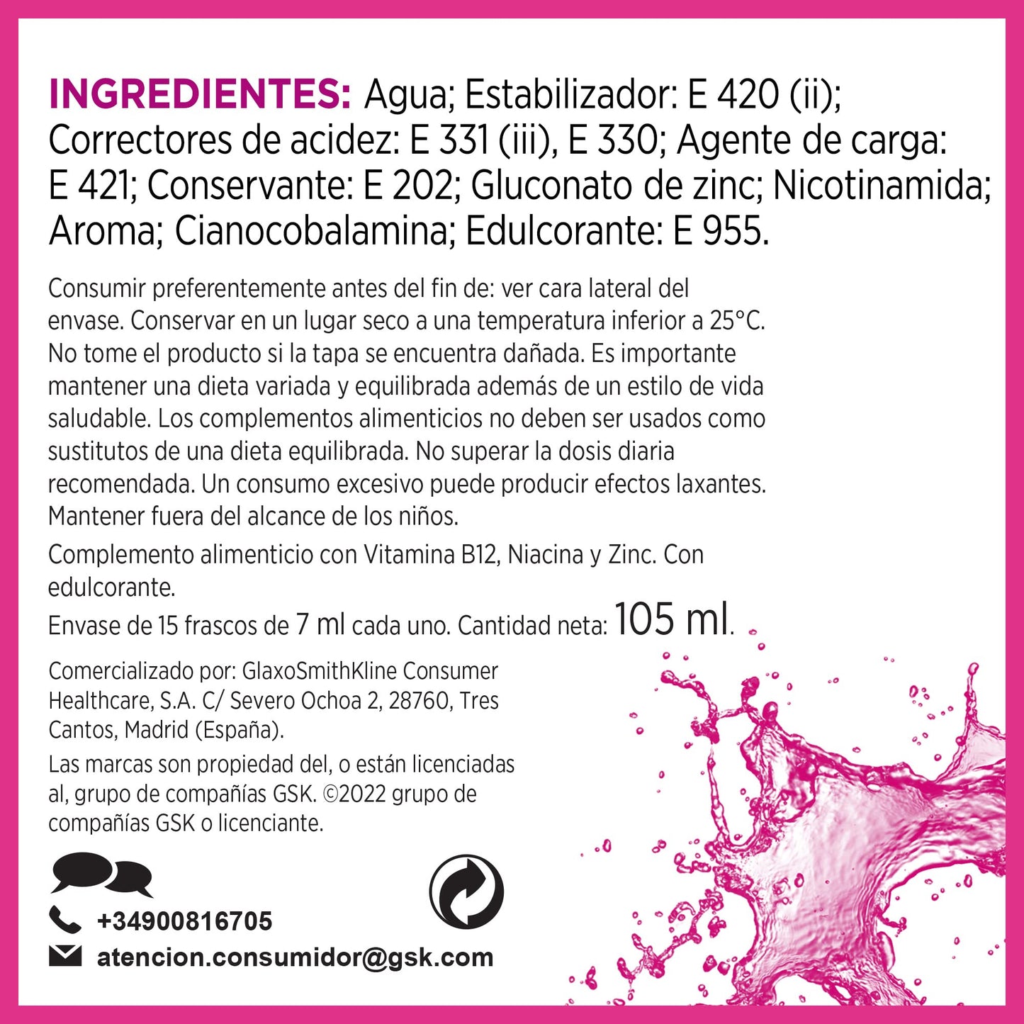 Multicentrum Energía & Vitalidad 50+, liquido, Alto contenido de Vitamina B12, Energía Física y Mental después de los 50 años, pack de 30 frascos