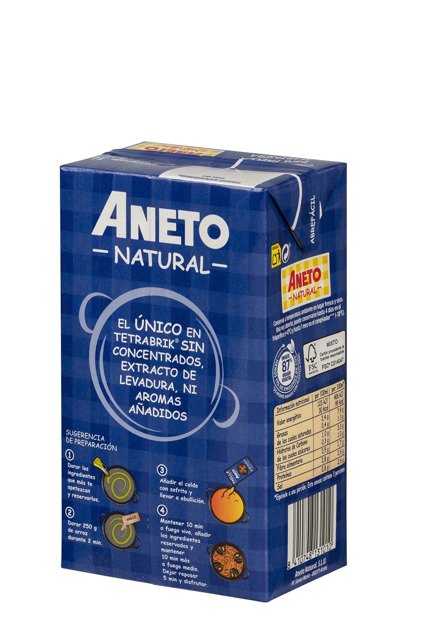 Aneto Natural Caldo para Paella de Pescado y Marisco, 1L