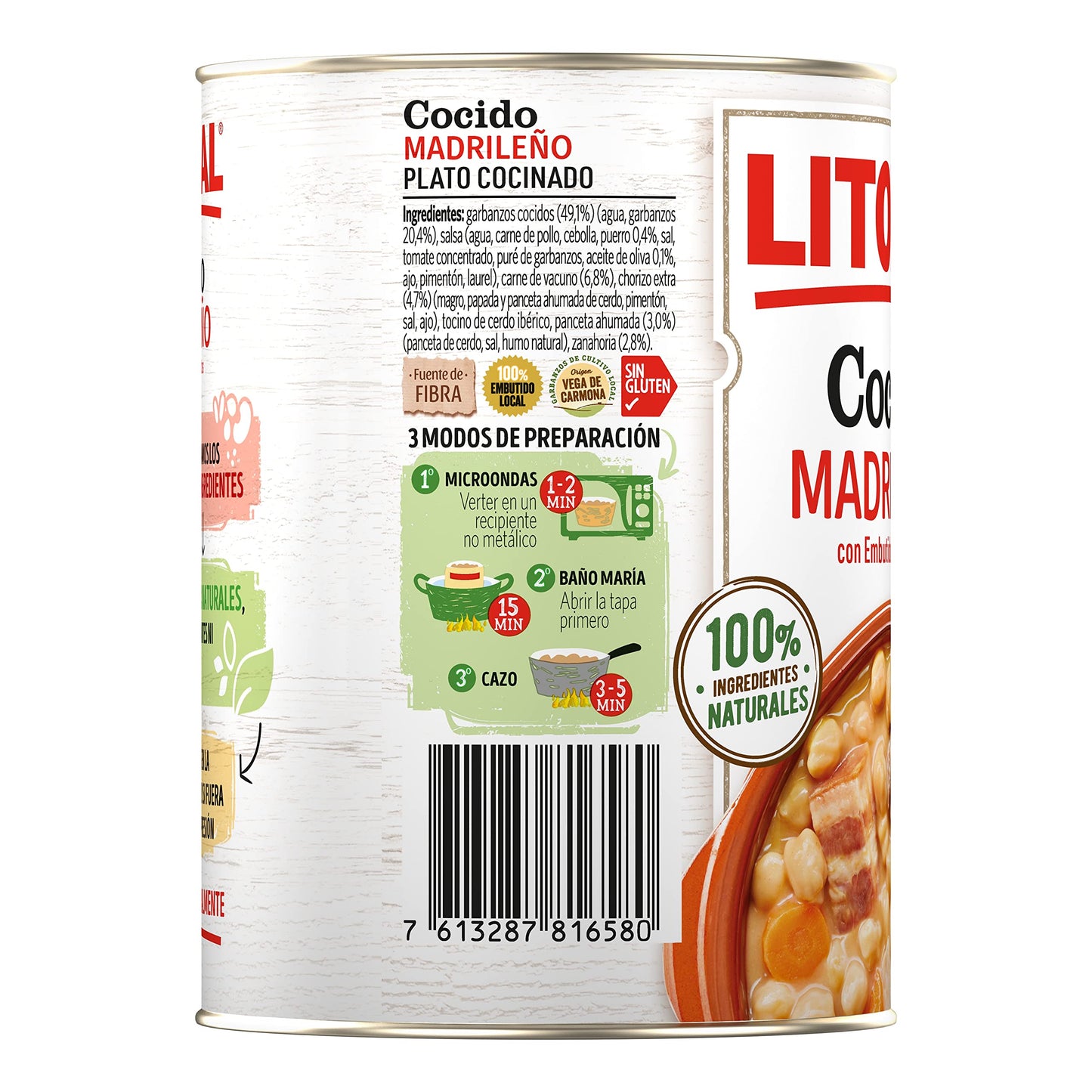 LITORAL Cocido Madrileño - Plato Preparado Sin Gluten - Pack de 6x425g - Total: 2.55kg