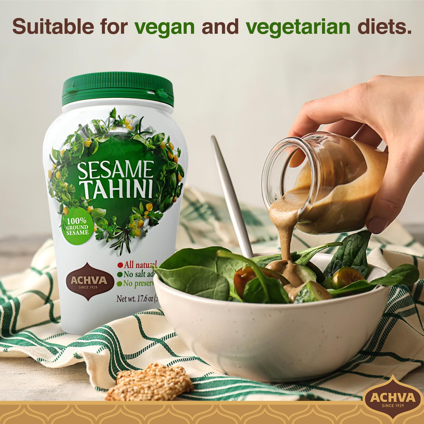 Achva Tahini Crushed Sesame Seeds, 17.6 Ounce