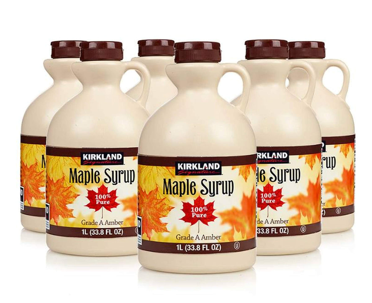 Kirkland - pack de 6 Jarabe de arce, 100 % puro y natural, grado A, sabor fuerte, 1 l