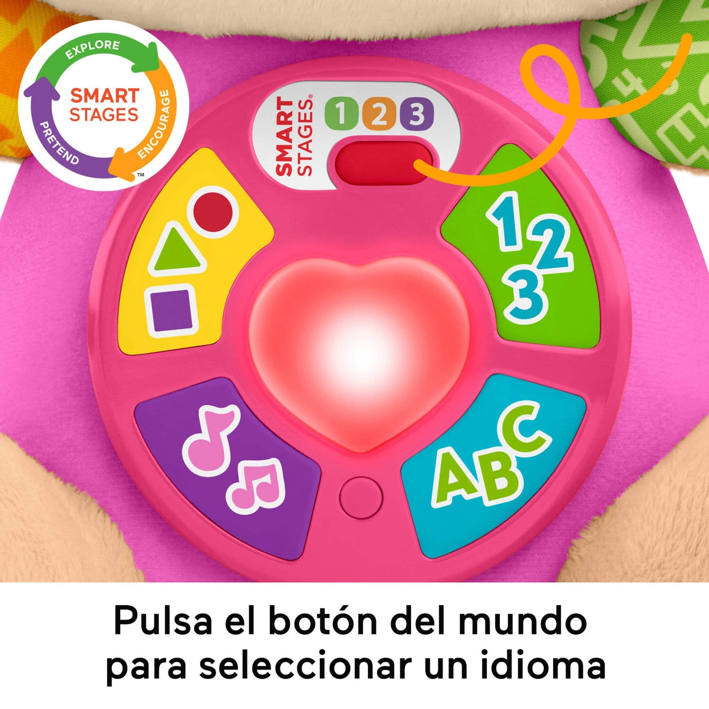 Fisher-Price Laugh & Learn Perrita con Smart Stages Peluche musical de aprendizaje con Smart Stages , versión multilingüe: Italiano, Español, Portugués, Inglés,