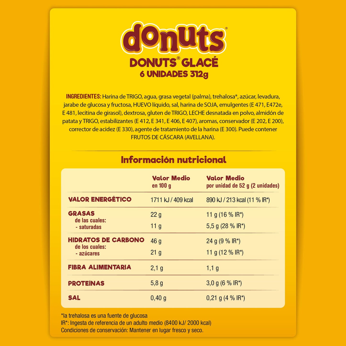 Donuts Glacé - Rosquillas Cubierta con Crujiente Cobertura Glacé, 6 unidades de 52 g