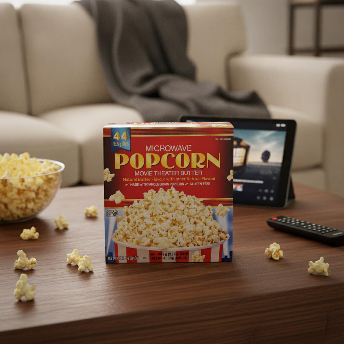 Palomitas de Maíz para Microondas Sabor Mantequilla de Cine - Pack Ahorro 44 Bolsas de 93,5g - Maíz Integral de Grano Entero - Sin Gluten - Snack para Cine en Casa, Caja 4,1 kg - NEXU
