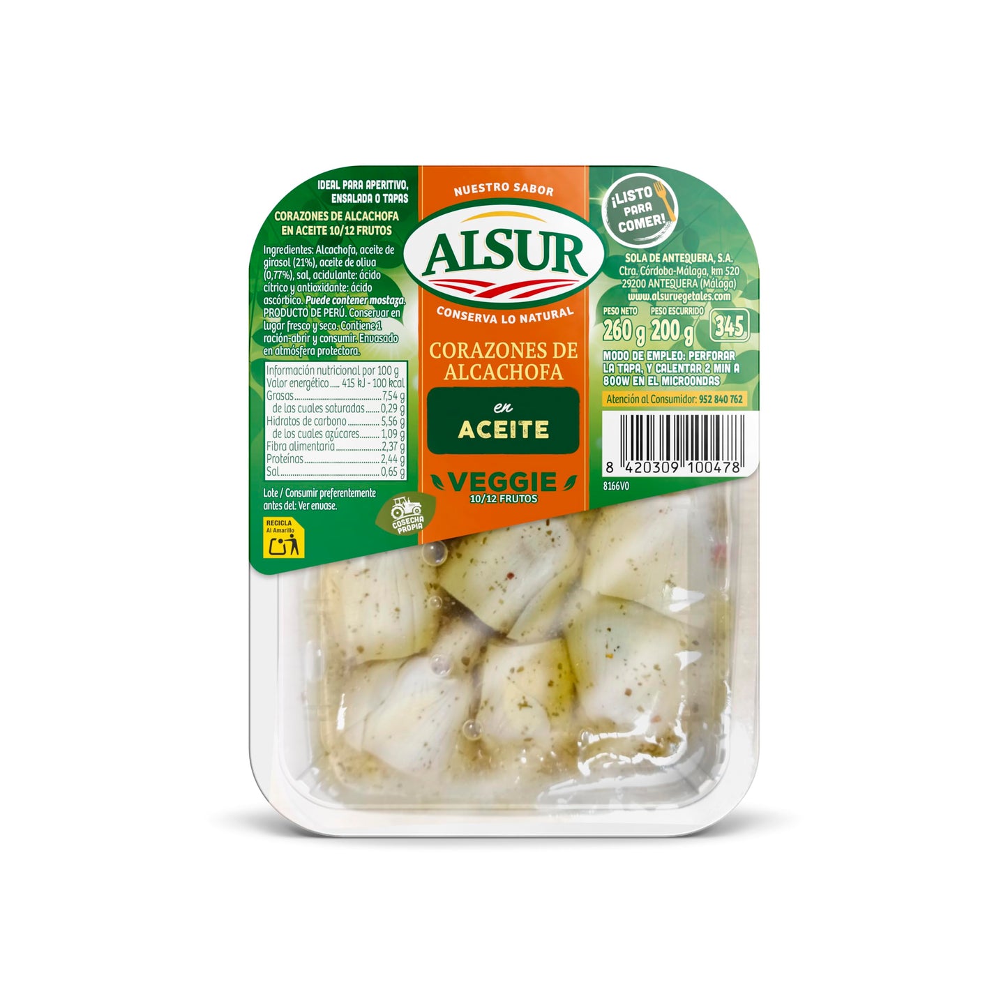 ALCACHOFA CORAZONES ACEITE BANDEJA 200GR