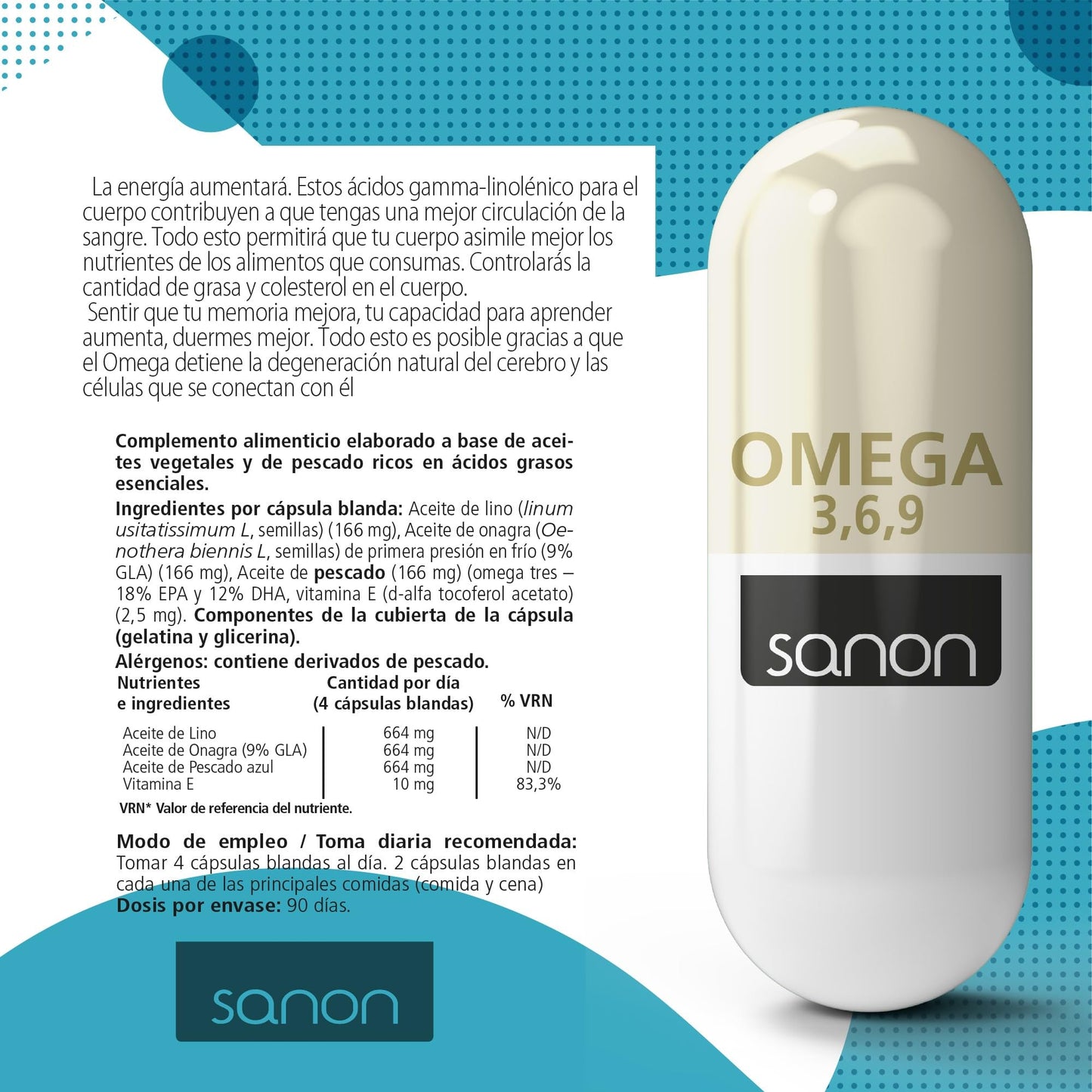 NOVA ENGEL Sanon Omega 3,6,9 De 720 Mg 360 Cápsulas