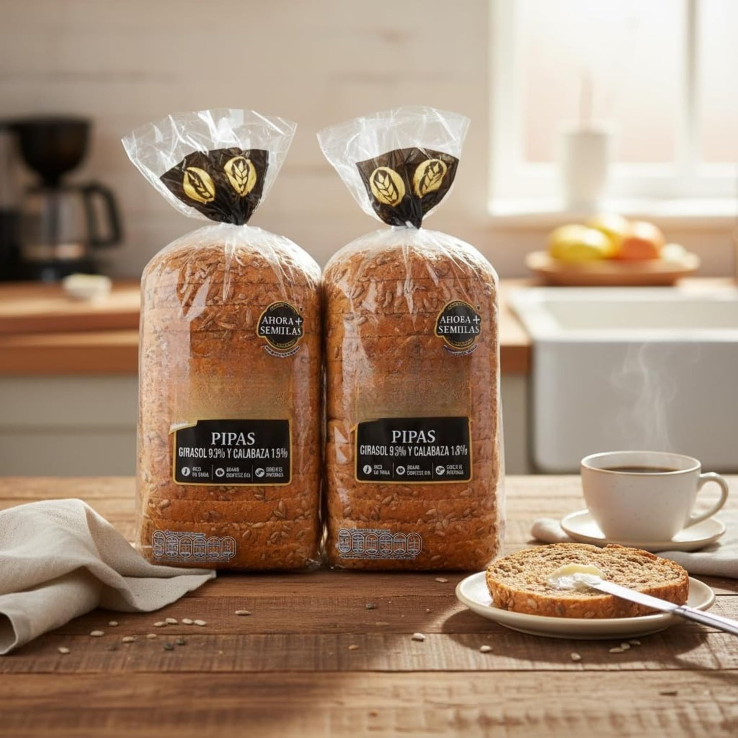 Pan de Molde con Pipas de Girasol (9,3%) y Semillas de Calabaza (1,8%) - Elaborado con 51% Grano Completo - Rico en Fibra y Proteínas - Textura Crujiente, Pack de Rebanadas - NEXU
