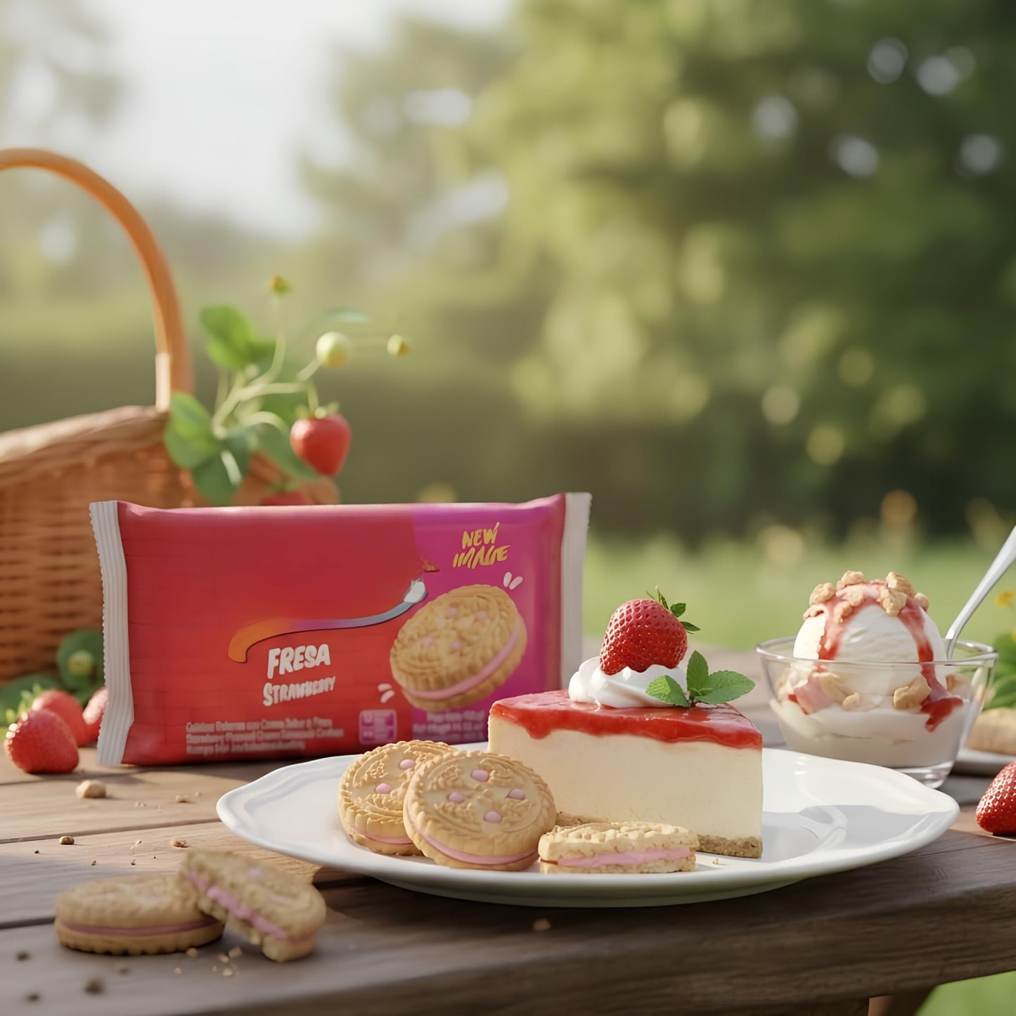 Festival Galletas Rellenas de Crema Sabor Fresa - Pack de 403g con 12 Paquetes Individuales (48 Galletas) - Merienda Crujiente sin Grasas Trans ni Colesterol - Ideal para Niños y Postres - NEXU