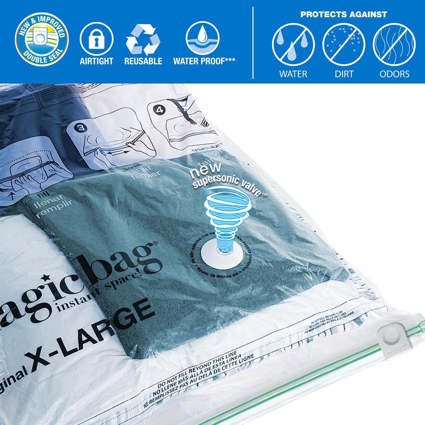 Magicbag Paquete de 15 bolsas espaciales Magic Bag de 4 tamaños (4 medianas/4 grandes/3 extragrandes/4 grandes de viaje) – Bolsas de almacenamiento al vacío