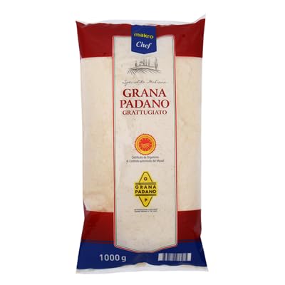 Grana Padano DOP METRO Chef – Rallado y Cuña | Maduración de 10 y 16 Meses | Sabor Auténtico Italiano para Pastas y Platos Gourmet (1 PIEZA, Grana Padano Italia Rallado Bolsa 1 Kg)