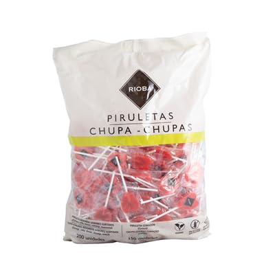 Rioba Piruletas Fiesta Pack - Surtido de Sabores Coloridos, Ideal para Celebraciones, 150-200 Unidades (1 BOLSA, 150 CORAZONES 10Gr.)