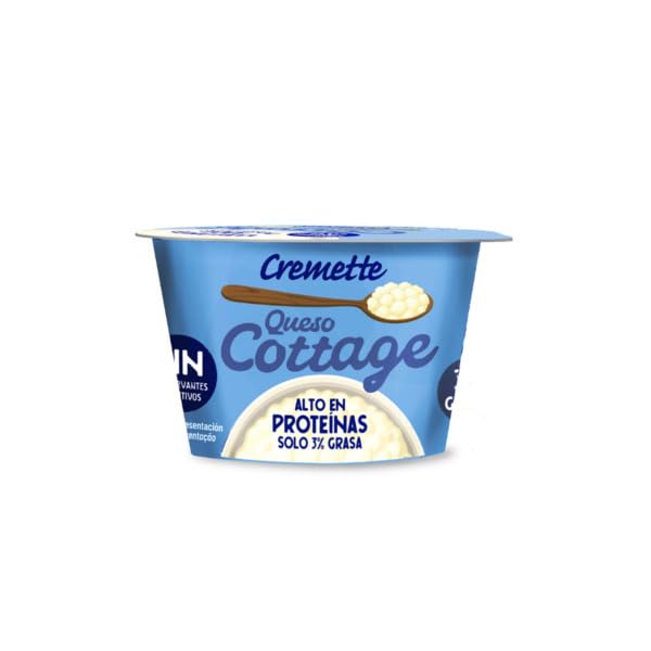 Queso Cottage Pack de 4 - Queso Fresco Natural Alto en Proteína y Bajo en Grasa 3% - Sin Conservantes ni Aditivos - Cremette - Ideal para Deportistas y Dietas Saludables - NEXU