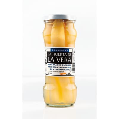 "La Huerta de la Vera- Espárragos Blancos Selectos - 6-8 Piezas - Frasco 205 Gramos NETOS "