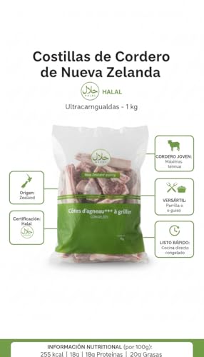 Costillas de Cordero de Nueva Zelanda Halal (1kg) - Chuletillas de Cordero Joven para Parrilla o Guisos - Envío Refrigerado y Cadena de Frío Garantizada