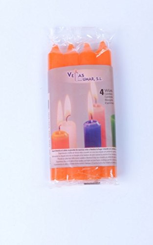 Lumar 90608 Velas Cilindrica Naranja, Paquete de 4