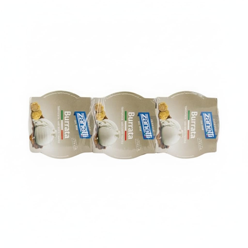 Burrata Tartufata con Trufa Blanca - Pack de 3 x 125g (375g) - Queso Italiano Auténtico con Stracciatella y Trufa Blanca - Zanetti - Nivel Superior para Cocina Gourmet - NEXU