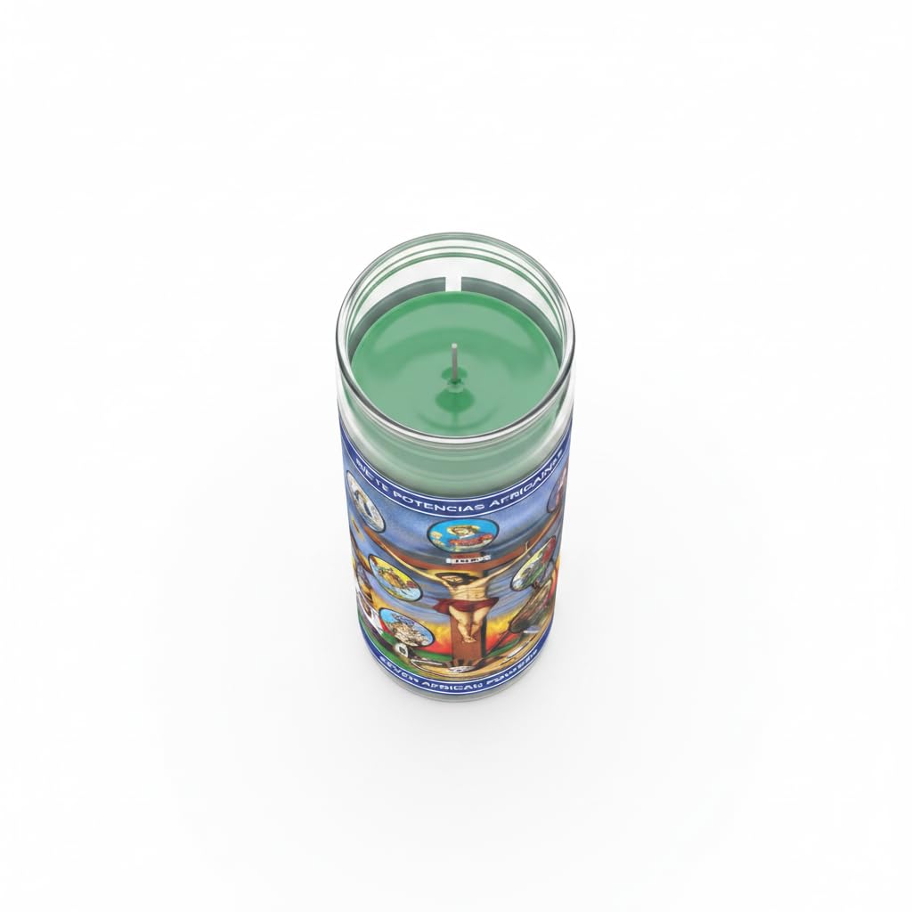 Vela 7 Potencias Africanas Colores en Envase de Vidrio - Velón Esotérico para Rituales de Protección, Suerte y Prosperidad - Goya - Vela Multicolor para Abrir Caminos y Bienestar Espiritual - NEXU