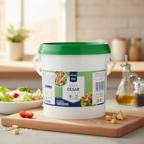 Salsa César 1850 ml - Salsa para Ensaladas y Wraps en Formato Profesional - Aderezo Sin Gluten y Sin Lactosa para Hostelería - Metro - Envase con Asa para Restauración - NEXU