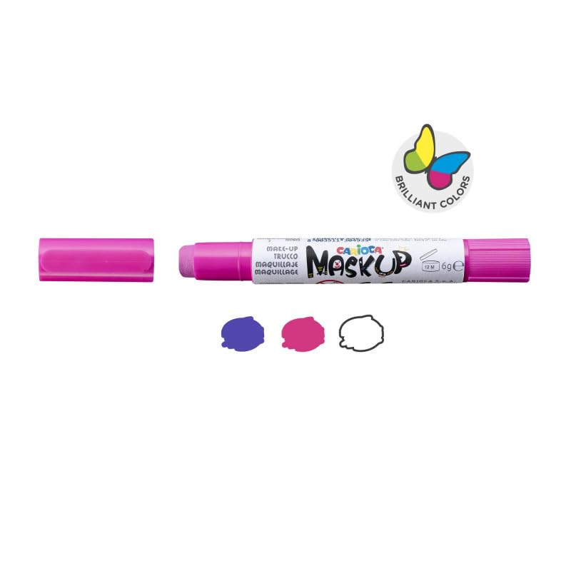 Carioca Mask Up Princess, Kit de Pintura Facial para Niñas, Barras de Maquillaje Ideal para Navidad, Halloween, Carnaval y Fiestas - 3 Colores y 2 Tutoriales - Dermatológicamente Testado