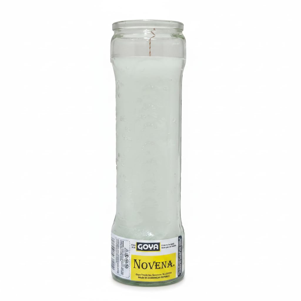 Vela Novena Blanca - Pack de 1 Unidad - Vela de Cristal para Oración, Espiritualidad y Perdón - Ideal para el Día de Nuestra Señora de la Merced - Goya - NEXU