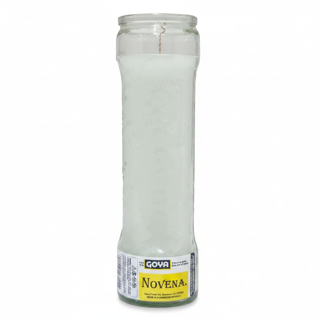 Vela Novena Blanca - Pack de 1 Unidad - Vela de Cristal para Oración, Espiritualidad y Perdón - Ideal para el Día de Nuestra Señora de la Merced - Goya - NEXU