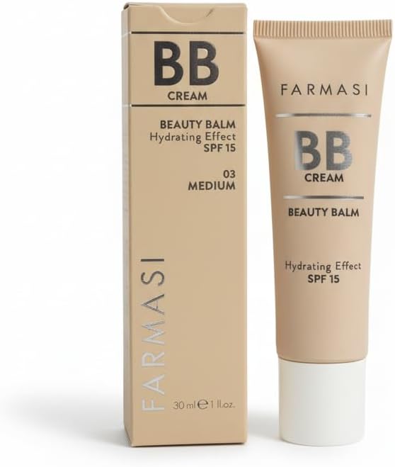 FARMASI - BB Cream Beauty Balm Tono Medio SPF 15 - Maquillaje Facial Hidratante con Protección Solar Mineral - Acabado Natural Semi-Mate - Cuidado de la Piel - Vegano BY NEXUSELL