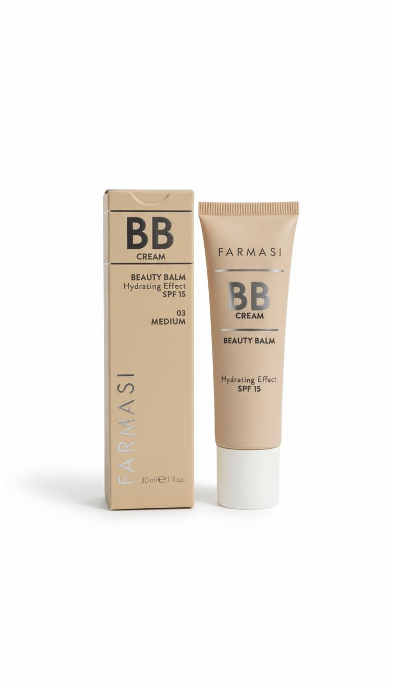 FARMASI - BB Cream Beauty Balm Tono Medio SPF 15 - Maquillaje Facial Hidratante con Protección Solar Mineral - Acabado Natural Semi-Mate - Cuidado de la Piel - Vegano BY NEXUSELL