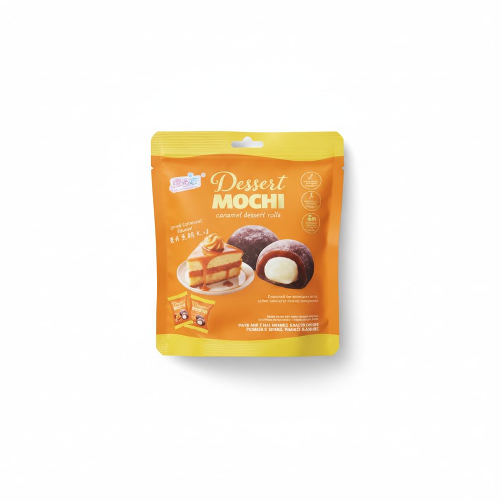 Mochi Relleno Sabor Chocolate y Caramelo Salado - Dulce Tradicional Asiático de Textura Suave y Elástica - Pack de 120g - Snack Exótico de Taiwán para Merienda y Postre Gourmet - NEXU