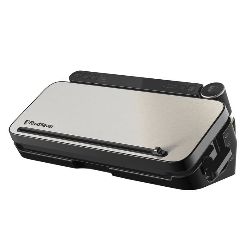 FoodSaver Envasadora al vacío Premium | Maquina de envasar al vacio con cánula con adaptador para recipientes integrada, 1 Rollo, 4 bolsas & 4 bolsas con cierre tipo zip [VS3190X]