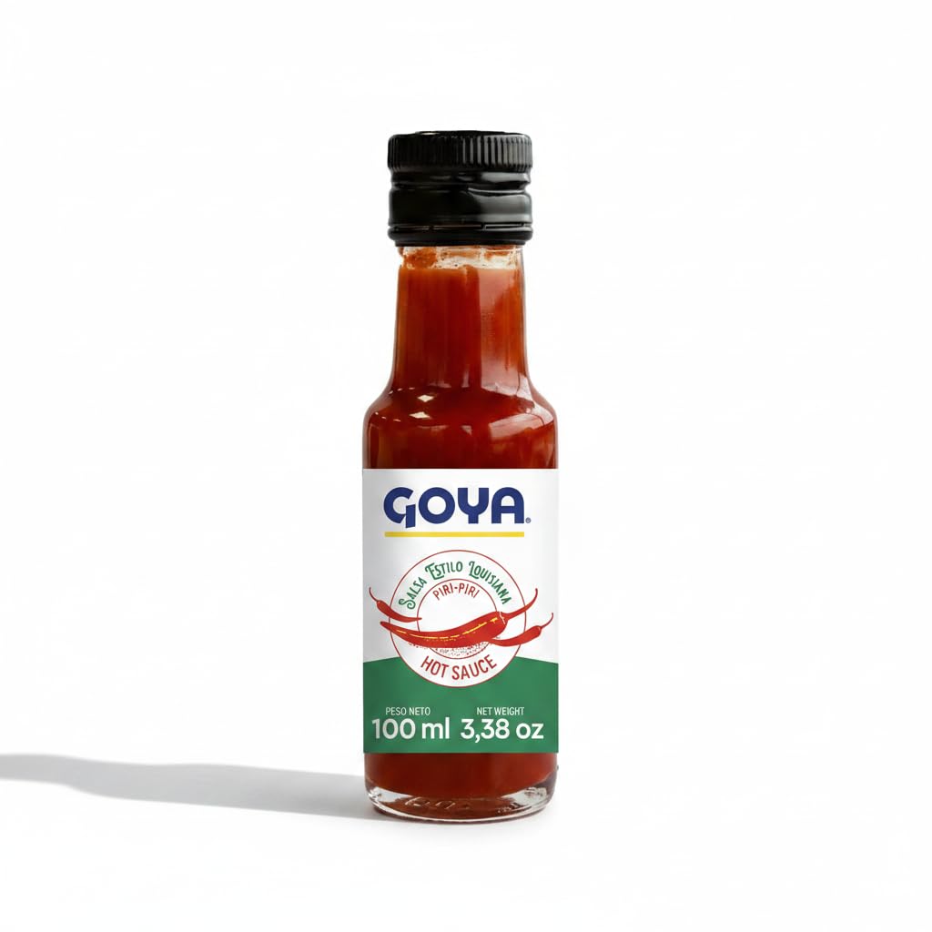 Salsa Picante Estilo Louisiana Piri-Piri con Pimiento Tabasco - 100 ml - Condimento Equilibrado y Sabroso para Patatas Bravas y Recetas Gourmet - Goya - NEXU