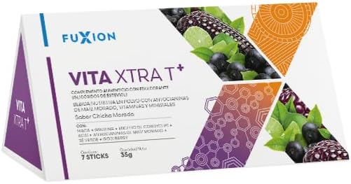 Vita XTRA T – Bebida Instantánea de Maíz Morado con Té Verde, Açaí, Cordyceps, Goji, Maca y Ginseng | Energía Natural y Antioxidantes | 1 Caja con 7 Sticks | Sabor A Maíz Morado