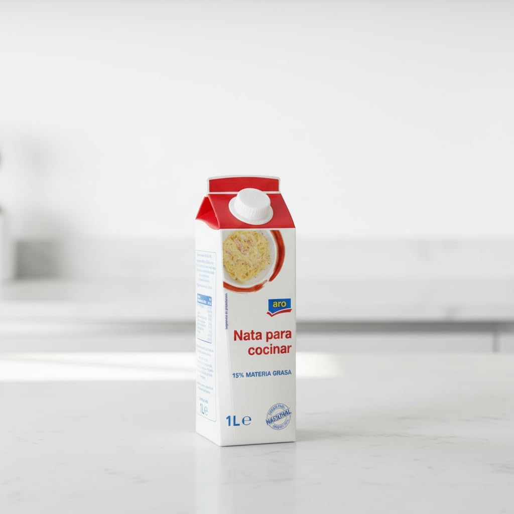 Nata Líquida para Cocinar - 15% Materia Grasa - 1 Litro - Origen 100% Nacional de Galicia - Ideal para Salsas, Cremas y Pastas - Aro - Formato con Tapón de Rosca - NEXU