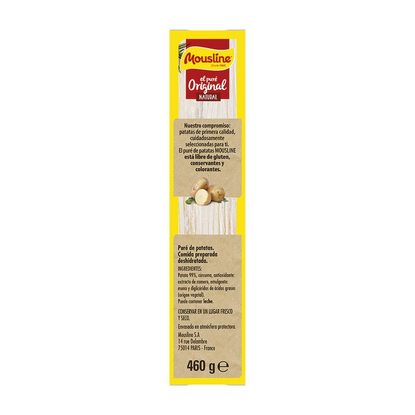 Mousline - Puré de Patatas Instantáneo - Ingredientes de Primera Calidad - Preparación Fácil y Rápida - Ideal para Recetas Elaboradas - Pack de 4 Bolsas- 460 gr