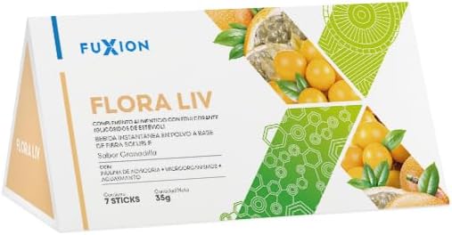 FUXION - Flora LIV – Té Frutal en Polvo | Fibra Prebiótica | Sabor Granadilla Dulce + Aguaymanto | Equilibrio de la Flora Intestinal y Defensas Naturales | MEJOR SALUD DIGESTIVA| 1 Caja con 7 sobres