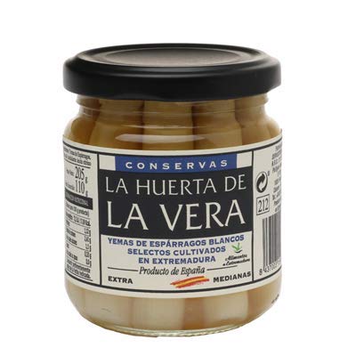 La Huerta de Vera- Yemas de Espárragos Blancos - Extra Medias - Cultivados en Extremadura - Ideal para Tapas - 205 Gramos