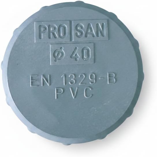 Tapón de Registro de PVC Ø 40 mm para Tuberías de Evacuación y Saneamiento, Cierre Roscado con Junta de Estanqueidad, PRO SAN, Norma Europea EN 1329-B, Color Gris, 1 Unidad - NEXU