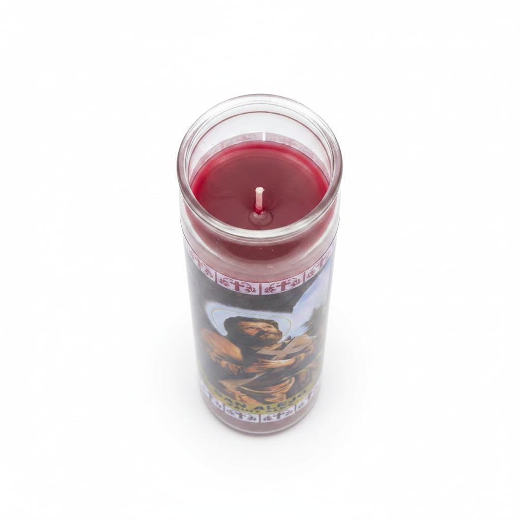 Velón San Alejo Color Lila para Rituales de Protección y Alejamiento - Vela en Vaso de Cristal de Larga Duración (110 Horas) - GOYA - Ideal para Espiritualidad y Tradición Religiosa - NEXU