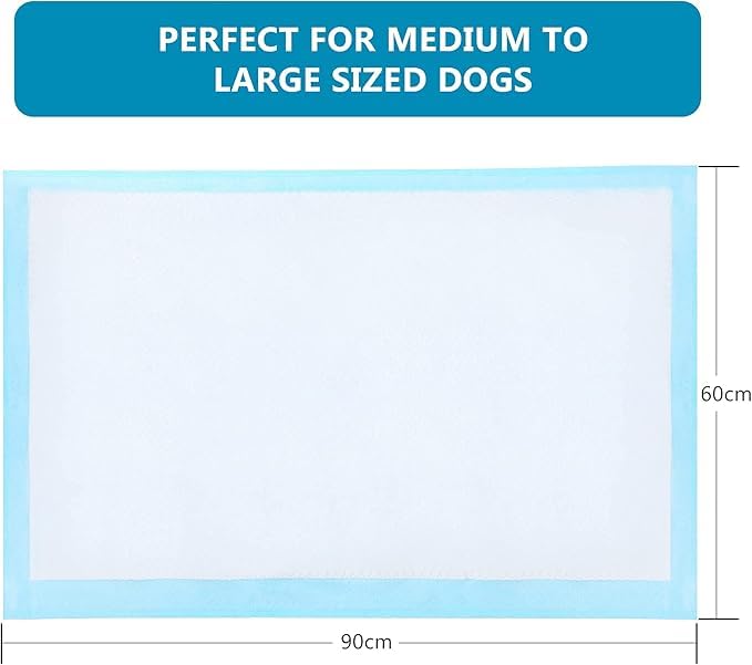 Empapadores para Perros 60x90 cm - 100 Unidades | Almohadillas de Adiestramiento Ultraabsorbentes | 5 Capas Antifugas, Secado Rápido | Ideal para Cachorros y Perros Mayores (L)
