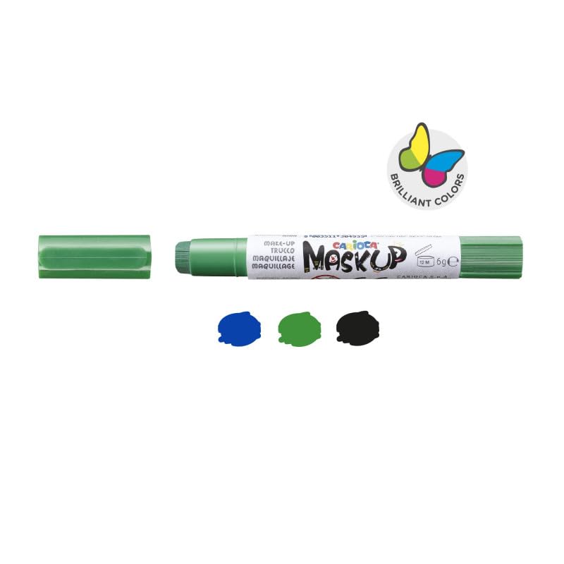 Carioca Mask Up Monsters, Kit de Pintura Facial para Niños y Niñas, Barras de Maquillaje Ideal para Navidad, Halloween, Carnaval y Fiestas - 3 Colores y 2 Tutoriales - Dermatológicamente Testado