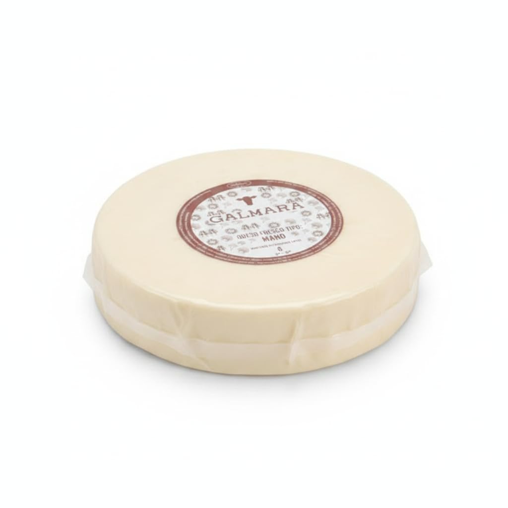 Queso Fresco Tipo Mano - 1 kg - Queso Artesanal de Galicia para Arepas y Cachapas - Elaborado con Leche de Vaca Pasteurizada - Galmara - Textura Suave y Elástica - Envasado al Vacío - NEXU
