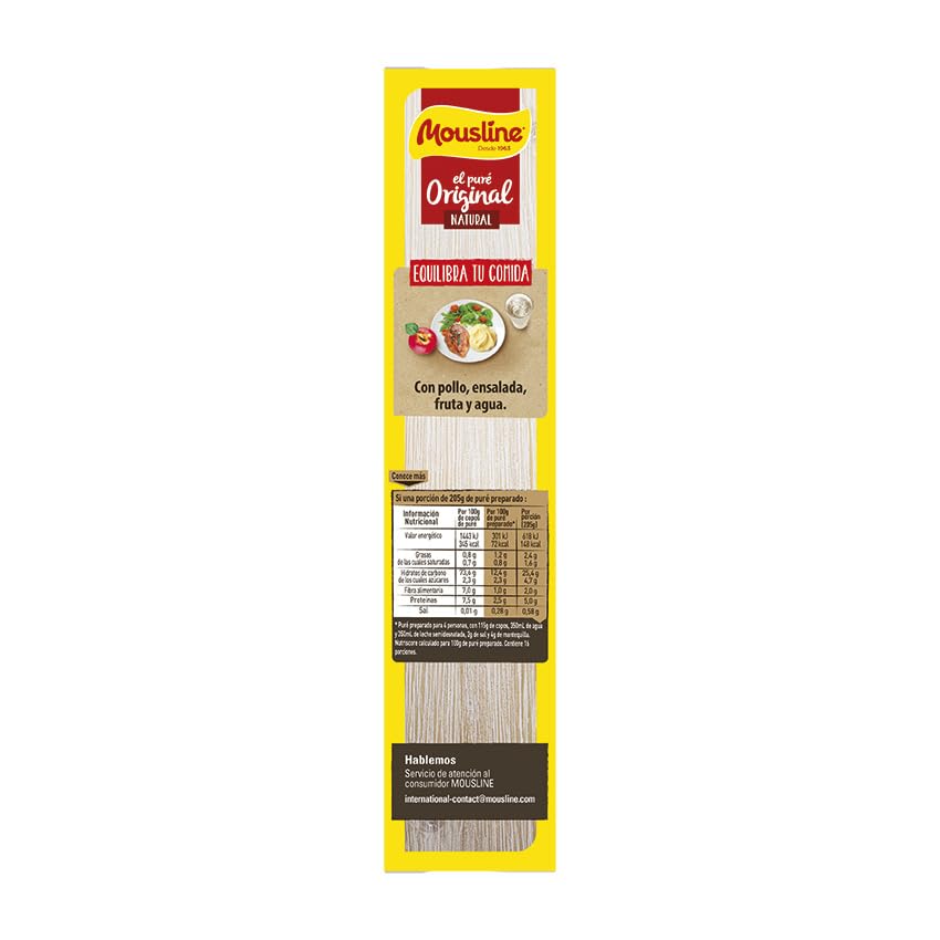 Mousline - Puré de Patatas Instantáneo - Ingredientes de Primera Calidad - Preparación Fácil y Rápida - Ideal para Recetas Elaboradas - Pack de 4 Bolsas- 460 gr