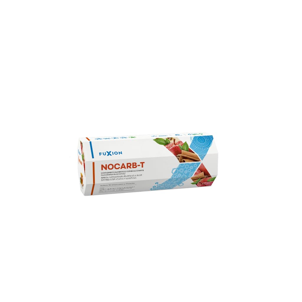 NOCARB T | Té de Fibras Solubles Naturales (Yacón, Acacia, Inulina, Pectina de Manzana) + Canela + Té Verde + Cromo | Control de Azúcar y Carbohidratos | Sabor Manzana & Canela | 1 Caja de 7 Sticks