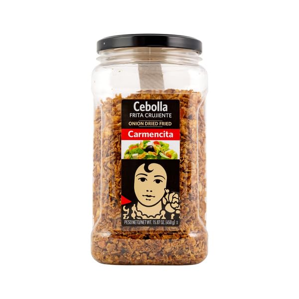 Cebolla Frita Crujiente - Bote de 450g de Cebolla Deshidratada y Frita para Ensaladas, Hamburguesas y Hot Dogs - Topping Crujiente para Cocina Gourmet - Gran Formato Familiar - NEXU