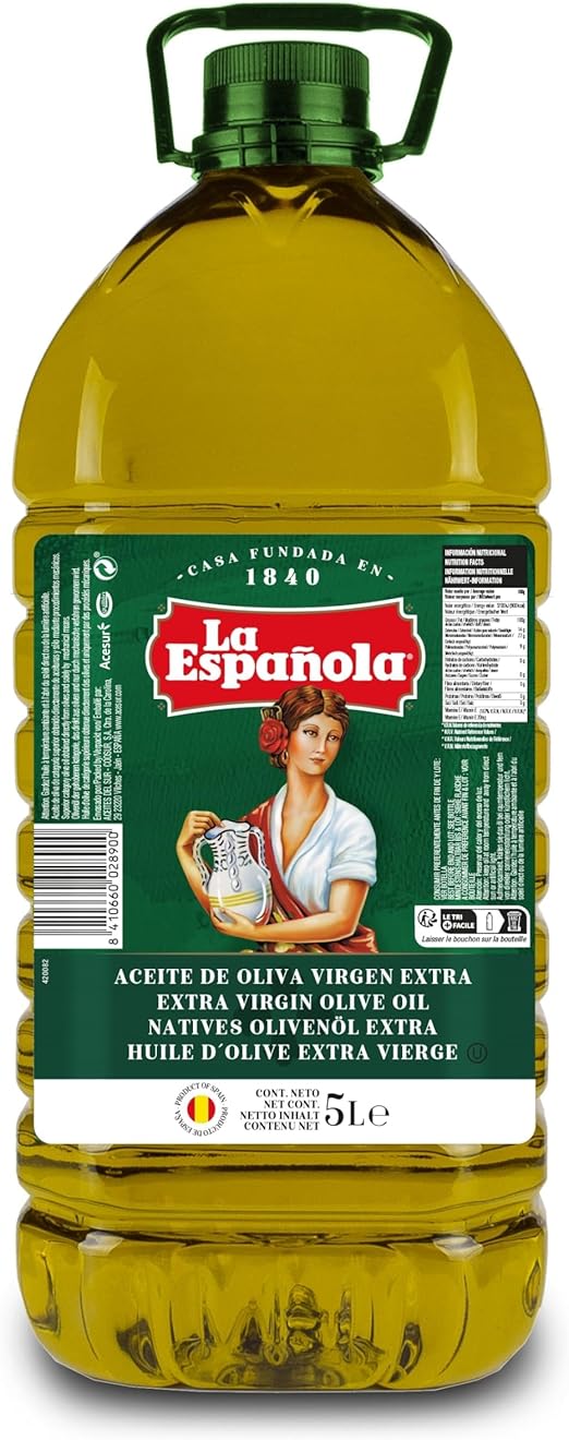 LA ESPAÑOLA Aceite de Oliva Virgen Extra Selección Mediterránea, Garrafa 5L, AOVE de Sabor Equilibrado Ideal para Cocinar y en Crudo
