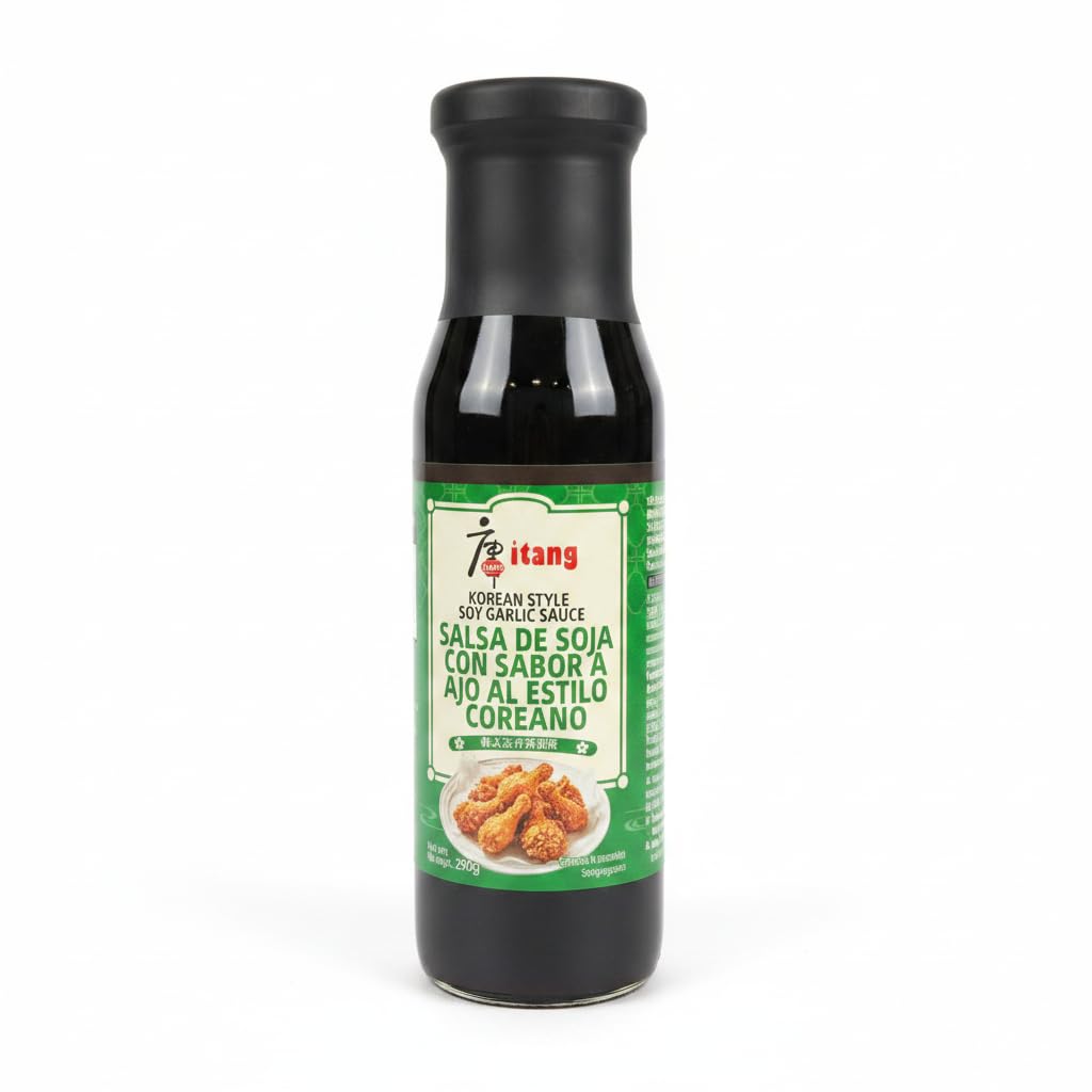 Salsa de Soja con Sabor a Ajo al Estilo Coreano 290g - Salsa para Pollo Frito, Barbacoa y Cocina Asiática - Aderezo con Puré de Manzana y Pera - 0% Grasas - NEXU