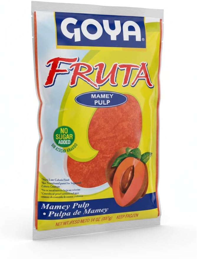 Pulpa de Mamey 100% Natural, 14 oz (397g), Caja de 12 Unidades - Goya - Fruta Congelada Sin Azúcar Añadida para Batidos y Postres - NEXU