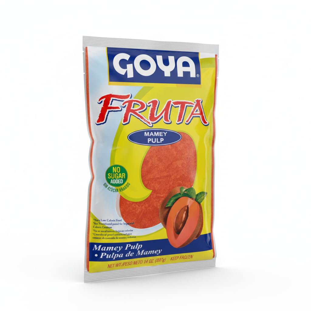 Pulpa de Mamey 100% Natural, 14 oz (397g), Caja de 12 Unidades - Goya - Fruta Congelada Sin Azúcar Añadida para Batidos y Postres - NEXU