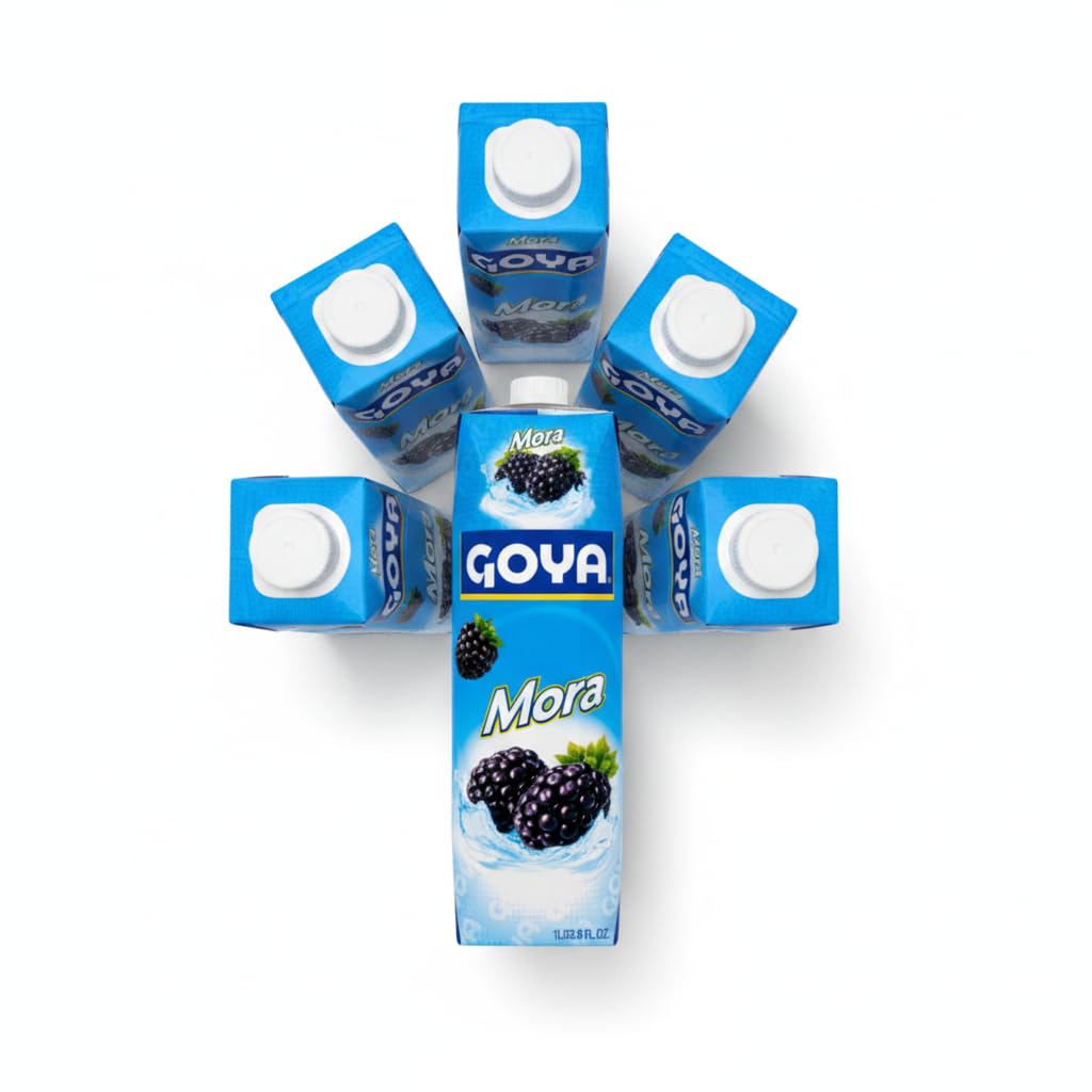 Bebida de Mora - Pack de 6 Unidades de 1 Litro (Total 6L) - Zumo de Mora Refrescante y Versátil - Con Tapón de Rosca para Conservación Óptima - Sabor Tradicional y Exótico - NEXU