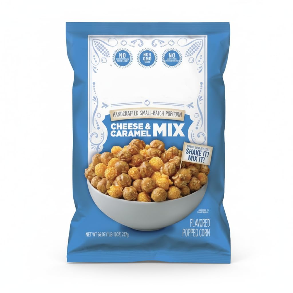 Palomitas de Maíz - Mix de Caramelo y Queso Cheddar Real - Snack Crujiente Dulce y Salado - Sin Gluten y Non-GMO - Bolsa Familiar 737g - NEXU